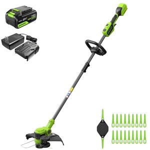 GreenWorks 24V Tagliabordi a batteria, larghezza di taglio di 33 cm, rotazione di 90°, incluso rocchetto di filo e 20 lame in plastica, inclusa batteria da 4.0 Ah e caricabatterie GreenWorks 24V Tagliabordi a batteria, larghezza di taglio di 33 cm, rotazione di 90°, incluso rocchetto di filo e 20 lame in plastica, inclusa batteria da 4.0 Ah e caricabatterie