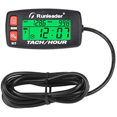 Runleader Tachimetro Ore Con Avviso RPM RL-HM032B (Pulsante Rosso) Impostazione Ore Iniziali E Promemoria Manutenzione,Impermeabile,Retroilluminato,Batteria Sostituibile Per Rasaerba ZTR Runleader Tachimetro Ore Con Avviso RPM RL-HM032B (Pulsante Rosso) Impostazione Ore Iniziali E Promemoria Manutenzione,Impermeabile,Retroilluminato,Batteria Sostituibile Per Rasaerba ZTR