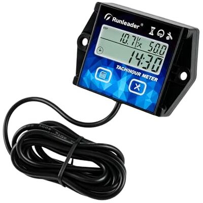 Runleader RL-HM011HB Contatore di Ore Digitale con Allarme Manutenzione Tachimetro IP65 per Motori a Benzina, Tosaerba, ATV, Generatore e Barca Runleader RL-HM011HB Contatore di Ore Digitale con Allarme Manutenzione Tachimetro IP65 per Motori a Benzina, Tosaerba, ATV, Generatore e Barca