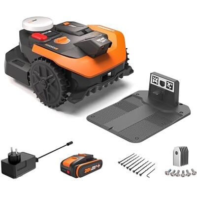 WORX Landroid Vision Cloud Robot tosaerba per 500 m², mappatura automatica, modulo RTK, rilevamento intelligente degli ostacoli, stazione di ricarica flessibile, batteria PowerShare WORX Landroid Vision Cloud Robot tosaerba per 500 m², mappatura automatica, modulo RTK, rilevamento intelligente degli ostacoli, stazione di ricarica flessibile, batteria PowerShare