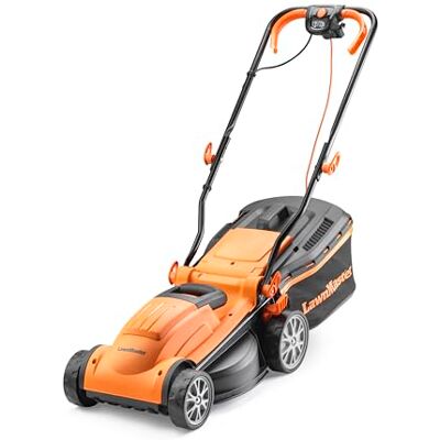 Lawnmaster Tosaerba elettrico da 1400 W con larghezza di taglio di 34 cm, ideale per prato di piccole e medie dimensioni. con 6 altezze di taglio regolabili e rullo posteriore per finitura a strisce Lawnmaster Tosaerba elettrico da 1400 W con larghezza di taglio di 34 cm, ideale per prato di piccole e medie dimensioni. con 6 altezze di taglio regolabili e rullo posteriore per finitura a strisce