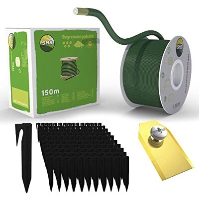 RASENFREUND Cavo di confine da 150 m + 450 picchetti + 30 lame per robot tosaerba, set di accessori per robot tosaerba, cavo di confine per cavo di ricerca, compatibile con Gardena Husqvarna RASENFREUND Cavo di confine da 150 m + 450 picchetti + 30 lame per robot tosaerba, set di accessori per robot tosaerba, cavo di confine per cavo di ricerca, compatibile con Gardena Husqvarna