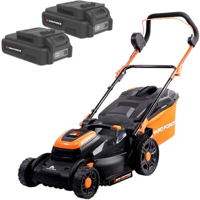 Yard Force Tagliaerba a batteria con larghezza di taglio di 37 cm, doppia batteria da 20 V, 2,5 Ah, sacchetto per erba da 40 l e superficie di taglio da 450 mq: potente, efficiente e versatile Yard Force Tagliaerba a batteria con larghezza di taglio di 37 cm, doppia batteria da 20 V, 2,5 Ah, sacchetto per erba da 40 l e superficie di taglio da 450 mq: potente, efficiente e versatile