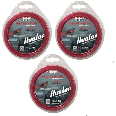 Avalon Confezione da 3 fili rotondi in nylon universale per decespugliatore e tosaerba (2,4 mm x 15 m) Elevata durata e prestazioni ottimali nelle attività di decespugliamento Avalon Confezione da 3 fili rotondi in nylon universale per decespugliatore e tosaerba (2,4 mm x 15 m) Elevata durata e prestazioni ottimali nelle attività di decespugliamento
