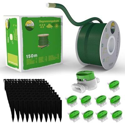 RASENFREUND Cavo di confine da 150 m + 450 picchetti + 10 connettori per cavi per robot tosaerba, set di accessori per cavi di ricerca, compatibile con Gardena/Bosch/Husqvarna/Worx/Honda/Robomow RASENFREUND Cavo di confine da 150 m + 450 picchetti + 10 connettori per cavi per robot tosaerba, set di accessori per cavi di ricerca, compatibile con Gardena/Bosch/Husqvarna/Worx/Honda/Robomow