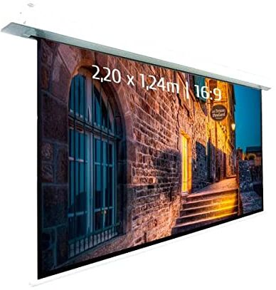 KIMEX 048-1513W Schermo di proiezione elettrico da incasso 220 x 124 cm- Formato 16:9 Funzionalità Wi-Fi integrata