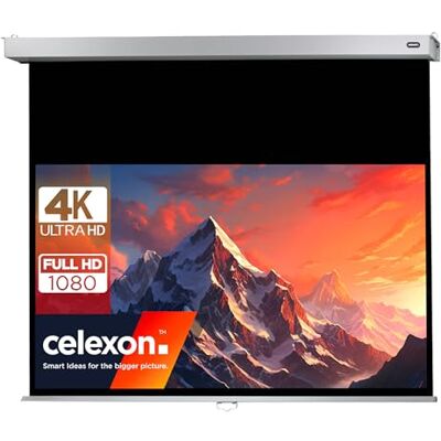 celexon Leinwand Rollo Professional Plus 220 x 124 cm Schermo manuale 4K Full HD per presentazioni in ufficio e home theater, montaggio a parete o soffitto celexon Leinwand Rollo Professional Plus 220 x 124 cm Schermo manuale 4K Full HD per presentazioni in ufficio e home theater, montaggio a parete o soffitto
