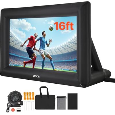 VEVOR Schermo Cinematografico Gonfiabile 4090 x 1600 x 2720 mm Schermo Gonfiabile per Proiezione Lavabile in 600D con Borsa Portatile, Proiettore Cinematografico 16:9, per Esterni, Feste a Tema VEVOR Schermo Cinematografico Gonfiabile 4090 x 1600 x 2720 mm Schermo Gonfiabile per Proiezione Lavabile in 600D con Borsa Portatile, Proiettore Cinematografico 16:9, per Esterni, Feste a Tema