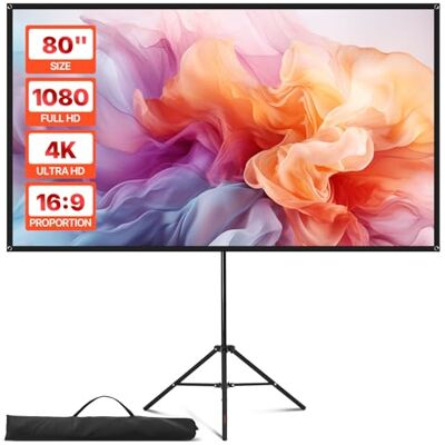 VEVOR Schermo per Proiettore con Supporto, Schermi Portatili Antirughe per Interni ed Esterni 160°, 4K HD 16:9, con Treppiede e Borsa per Trasporto, per Presentazioni Cinematografiche, Uffici VEVOR Schermo per Proiettore con Supporto, Schermi Portatili Antirughe per Interni ed Esterni 160°, 4K HD 16:9, con Treppiede e Borsa per Trasporto, per Presentazioni Cinematografiche, Uffici
