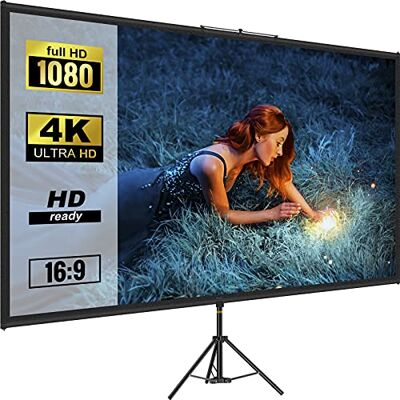 VEVOR Schermo per proiettore treppiede con supporto 110pollici 16:9HD supporto per schermo di proiezione in altezza regolabile schermo per proiettori interni ed esterni per film,giochi,ufficio VEVOR Schermo per proiettore treppiede con supporto 110pollici 16:9HD supporto per schermo di proiezione in altezza regolabile schermo per proiettori interni ed esterni per film,giochi,ufficio