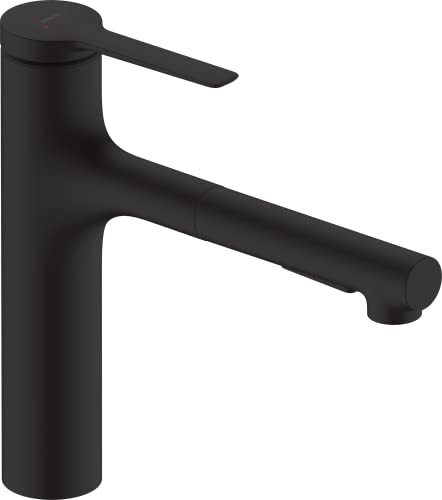 Hansgrohe Zesis M33 Rubinetto da Cucina con Doccetta Estraibile (2 Getti), Miscelatore Cucina con Altezza Bocca 160 Mm, Rubinetto Monocomando con Bocca Girevole, Nero Opaco