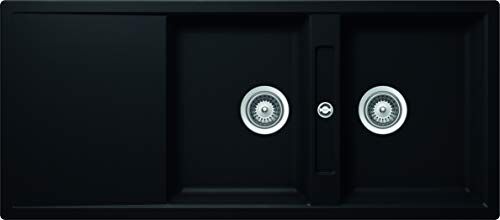 Schock Lavello Cucina Signus D200E 2 Vasche Uguali, Vasche Reversibili, Materiale Cristadur®, Nero Puro, 1160X510mm