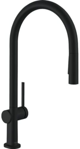 Hansgrohe Talis M54 Rubinetto da cucina con doccetta estraibile (2 getti), Miscelatore cucina con altezza bocca 210 mm, Rubinetto monocomando con bocca girevole, nero opaco