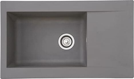 respekta lavello da cucina Denver in mineralite color grigio antracite / Lavello da incasso con 1 vasca, dimensioni 80 x 50 cm / Lavello adatto per mobili sottolavello da 60 cm di larghezza