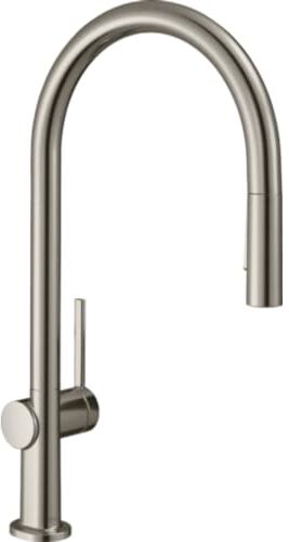 Hansgrohe Talis M54 Rubinetto da cucina con doccetta estraibile (2 getti), Miscelatore cucina con altezza bocca 210 mm, Rubinetto monocomando con bocca girevole, acciaio Inox