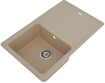 respekta lavello da cucina Columbia in granito color beige / Lavello da incasso con 1 vasca, dimensioni 78 x 50 cm / Lavello adatto per mobili sottolavello da 45 cm di larghezza