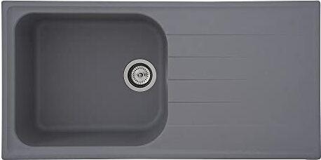 respekta lavello da cucina Orlando in granito color grigio / Lavello da incasso con 1 vasca, dimensioni 100 x 50 cm / Lavello adatto per mobili sottolavello da 60 cm di larghezza