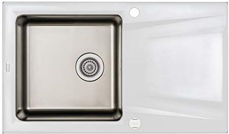 DEANTE ZSR_A113 Lavello in Acciaio e Granito, Alabaster/Stainless Steel