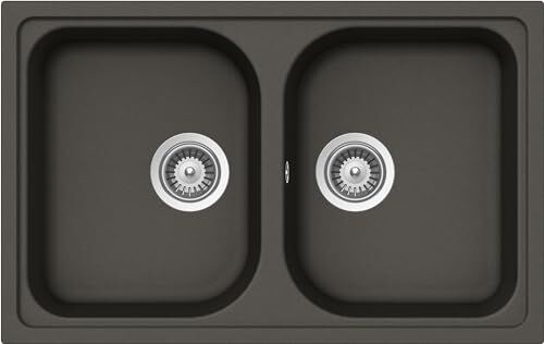 Schock Lavello Cucina Lithos N200S 2 Vasche Small, Materiale Cristalite®, Asphalt, 790x500mm