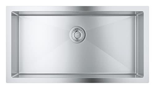 Grohe K700   1 vasca   Lavello da cucina sopratop o filotop  include: piletta automatica, sifone, set di installazione   Acciaio inox