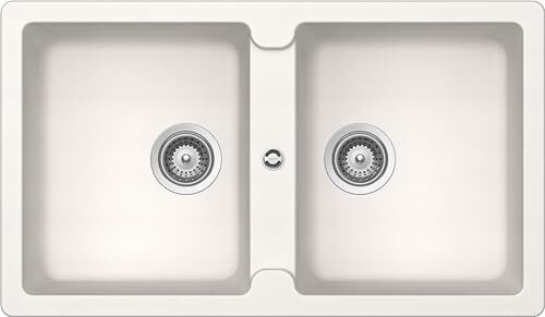 Schock Lavello Cucina Primus N200E 2 Vasche Uguali, Materiale Cristalite®, Bianco Assoluto, 860x500mm