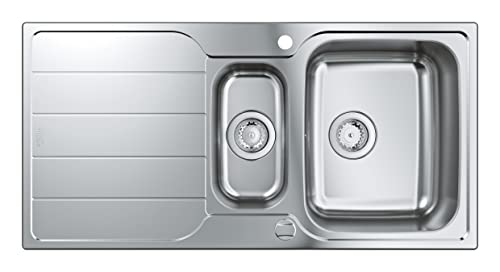 Grohe K500   1 vasca e mezo   Lavello da cucina sopratop reversibile   foro incasso: 941 x 476 mm  include: piletta automatica, sifone, set di installazione   Acciaio inox