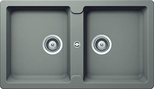 Schock Lavello Cucina Primus N200E 2 Vasche Uguali, Materiale Cristalite®, Grigio Tortora, 860x500mm