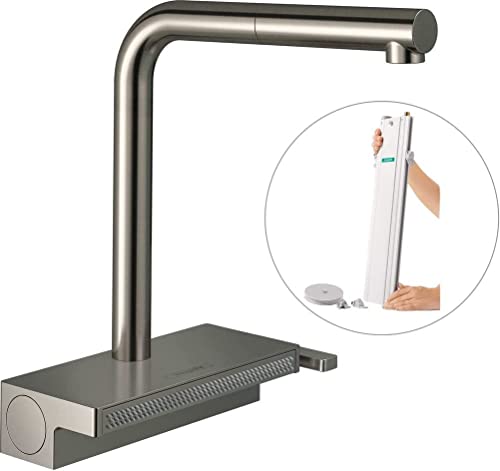 Hansgrohe Aquno Select M81 Miscelatore monocomando da cucina 250, bocca estraibile, 2 getti, sBox, acciaio inox,