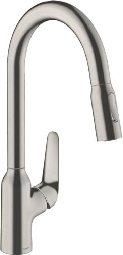 Hansgrohe Focus M42 Miscelatore cucina monocomando 220, doccetta estraibile, 2 getti, sBox, acciaio inox,