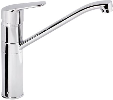 aquaSu ®  Miscelatore monocomando per lavello Ilana, con ugello a risparmio d'acqua, facile fissaggio dall'alto, rubinetto per lavello, beccuccio orientabile, nucleo in ottone, cromato