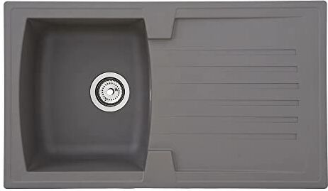 respekta lavello da cucina Boston in mineralite color grigio cemento / Lavello da incasso con 1 vasca, dimensioni 86 x 50 cm / Lavello adatto per mobili sottolavello da 45 cm di larghezza