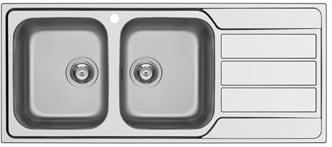 Schock Lavello Cucina Master D200 2 Vasche con Gocciolatoio, Vasche Sinistre, Lavello in Acciaio Inox con Guarnizione Preinstallata, 1160x500mm