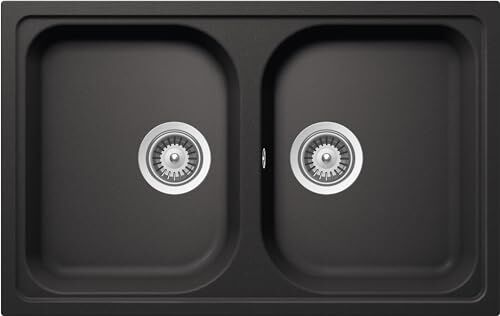 Schock Lavello Cucina Lithos N200S 2 Vasche Small, Materiale Cristalite®, Nero Assoluto, 790x500mm