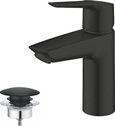 Grohe QUICKFIX Start,Miscelatore monocomando per lavabo Taglia S,con tecnologia  Water Saving (portata limitata a 5,7 l/min),Matt Black,