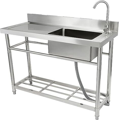 VEVOR Lavello da cucina in acciaio inox, set lavello commerciale a vasca singola banco lavoro cucina commerciali a vasca singola 39,4 x 19,1 x 37,4 pollici per garage, ristorante, lavanderia