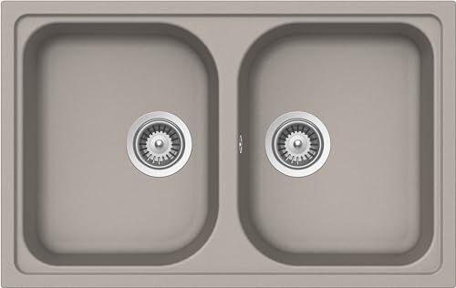 Schock Lavello Cucina Lithos N200S 2 Vasche Small, Materiale Cristalite®, Grigio Tortora, 790x500mm