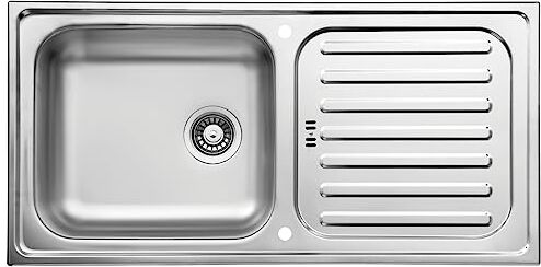 respekta Riverside Lavello da incasso in acciaio inox, 1 vasca, 100 x 50 cm, in acciaio inox con scolapiatti, adatto per armadi a partire da 50 cm di larghezza