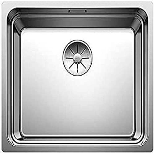 Blanco ETAGON 500-U  Lavello da Cucina in Acciaio Inox Sotto-Top per Basi di Lavello con Larghezza di 60 cm, SILGRANIT, Acciaio Inox Satinato