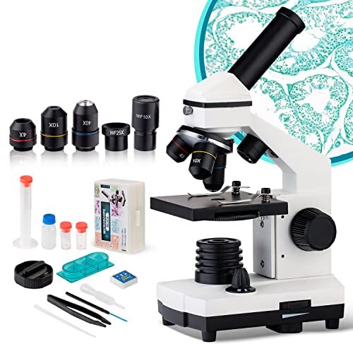 HUTACT Microscopio per Bambini Studenti Adulti 250X-2000X Composti Biologic Microscopio Ottico per l'istruzione di ricerca scientifica biologica domestica del laboratorio scolastico