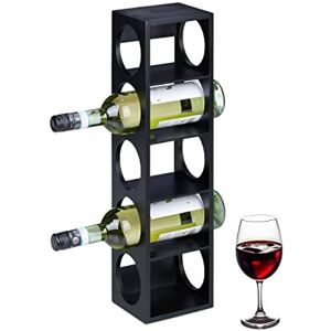 Relaxdays Cantinetta Portabottiglie, Scaffale per 5 Bottiglie di Vino in Orizzontale, in Bambù, HxLxP: 53x14x12 cm, Nero Relaxdays Cantinetta Portabottiglie, Scaffale per 5 Bottiglie di Vino in Orizzontale, in Bambù, HxLxP: 53x14x12 cm, Nero