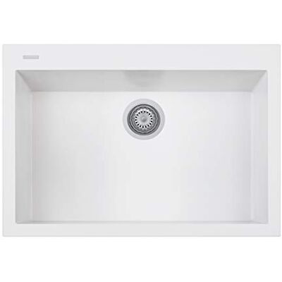 PLADOS Lavello in quarzo da cucina incasso TELMA by serie FLAT vasca singola 76cm Bianco Latte PLADOS Lavello in quarzo da cucina incasso TELMA by serie FLAT vasca singola 76cm Bianco Latte