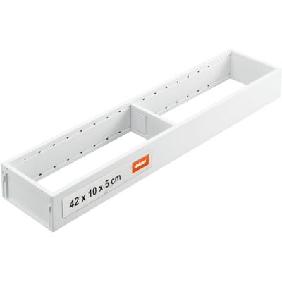 Blum AMBIA-LINE organizer cassetto in acciaio verniciato a polvere ideale per cucina, bagno e zona giorno espandibile modularmente 42×10×5 cm con piastra magnetica Bianco seta Blum AMBIA-LINE organizer cassetto in acciaio verniciato a polvere ideale per cucina, bagno e zona giorno espandibile modularmente 42×10×5 cm con piastra magnetica Bianco seta