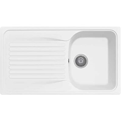 PLADOS Lavello in quarzo da cucina incasso HR0861 vasca singola più scolapiatti Bianco PLADOS Lavello in quarzo da cucina incasso HR0861 vasca singola più scolapiatti Bianco