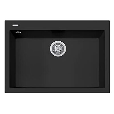 PLADOS Lavello in quarzo da cucina incasso TELMA by serie FLAT vasca singola 76cm Nero Matt PLADOS Lavello in quarzo da cucina incasso TELMA by serie FLAT vasca singola 76cm Nero Matt