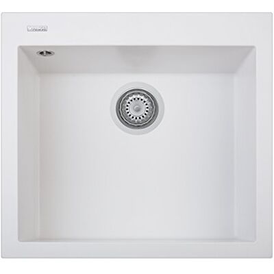 PLADOS Lavello in quarzo da cucina incasso TELMA by serie FLAT vasca singola 56cm Bianco Latte PLADOS Lavello in quarzo da cucina incasso TELMA by serie FLAT vasca singola 56cm Bianco Latte