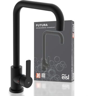 EISL FUTURA Rubinetto per lavello nero opaco, girevole a 360°, rubinetto da cucina nero, miscelatore per lavello con beccuccio alto, rubinetto da cucina EISL FUTURA Rubinetto per lavello nero opaco, girevole a 360°, rubinetto da cucina nero, miscelatore per lavello con beccuccio alto, rubinetto da cucina
