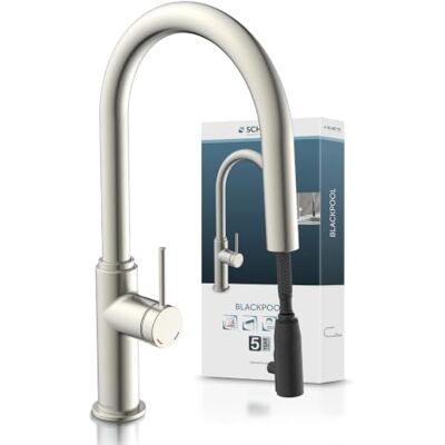 Rubinetto Cucina SCHÜTTE BLACKPOOL - Zinco, Acciaio inox, Diametro 5,5cm Rubinetto Cucina SCHÜTTE BLACKPOOL - Zinco, Acciaio inox, Diametro 5,5cm