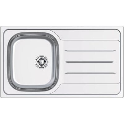 Edesa Lavello cucina con scolapiatti 1 seno VELETA SE 86 x 50 cm sopra piano di lavoro profondità 18 cm base fondo assorbente accessori inclusi colore grigio acciaio inossidabile Edesa Lavello cucina con scolapiatti 1 seno VELETA SE 86 x 50 cm sopra piano di lavoro profondità 18 cm base fondo assorbente accessori inclusi colore grigio acciaio inossidabile
