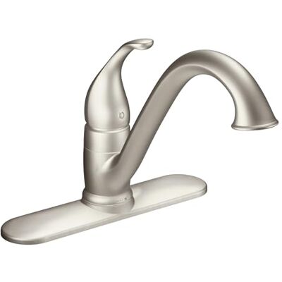 Moen Rubinetto da cucina ad arco basso con maniglia, In acciaio inox resistente alle macchie, .375 Moen Rubinetto da cucina ad arco basso con maniglia, In acciaio inox resistente alle macchie, .375