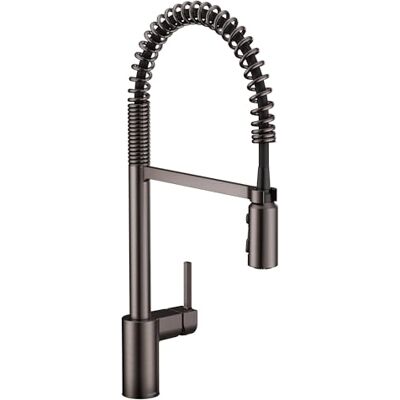Moen Align Rubinetto da cucina a molla pre-risciacquo con una maniglia, acciaio nero Moen Align Rubinetto da cucina a molla pre-risciacquo con una maniglia, acciaio nero